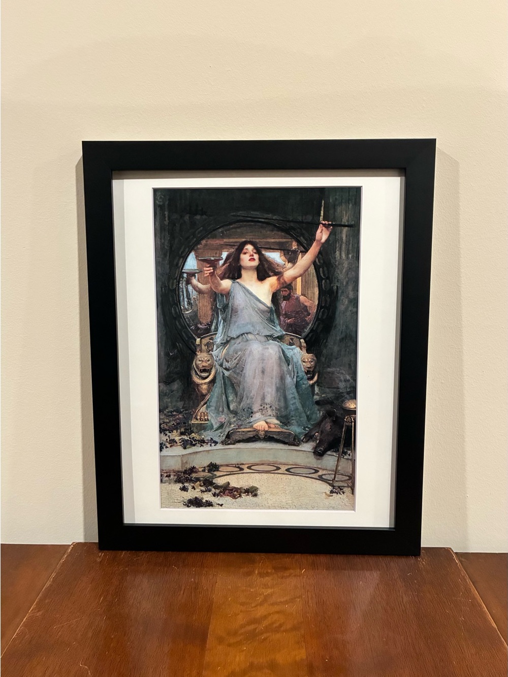 Circe Offering Cup to Odysseus Black Framed Print 12x15 Waterhouse Odyssey Art
